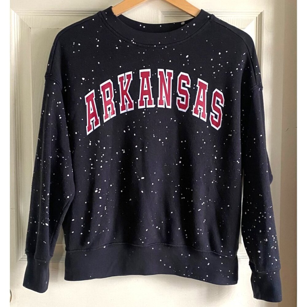 size M Varsitee black speckled‎ "arkansas" sweatshirt boxy fit